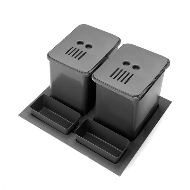 MÓDULO CUBO DE BASURA ELEGANS. PLÁSTICO. ANTRACITA. 2 X 16 L