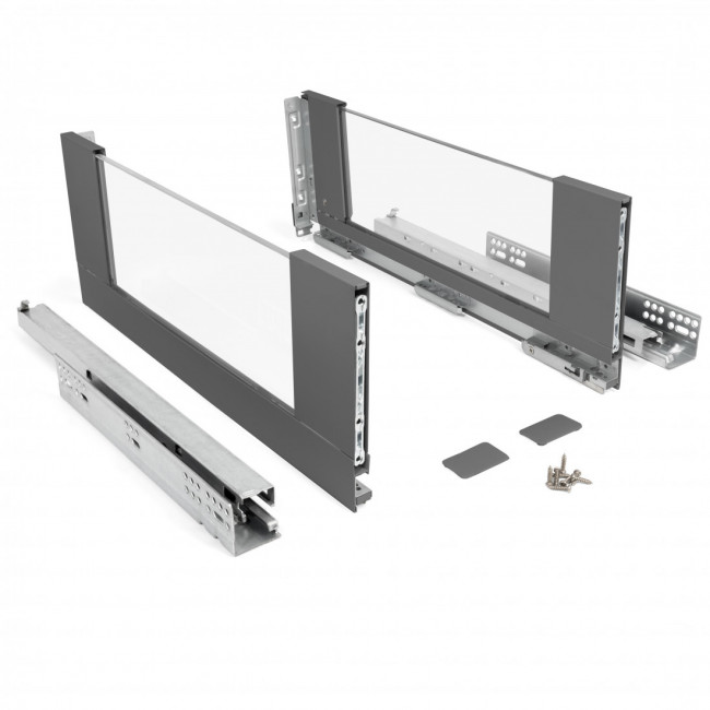 CAJÓN CON LATERALES DE CRISTAL Y EXTRACCIÓN TOTAL QUBE (ANTRACITA)