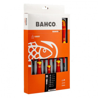 JUEGO DE DESTORNILLADORES AISLADOS BAHCOFIT. 1000V VDE. PLÁSTICO. METÁLICO. CAJA EXPOSITORA DE CARTÓN. 7 PIEZAS - BAHCO