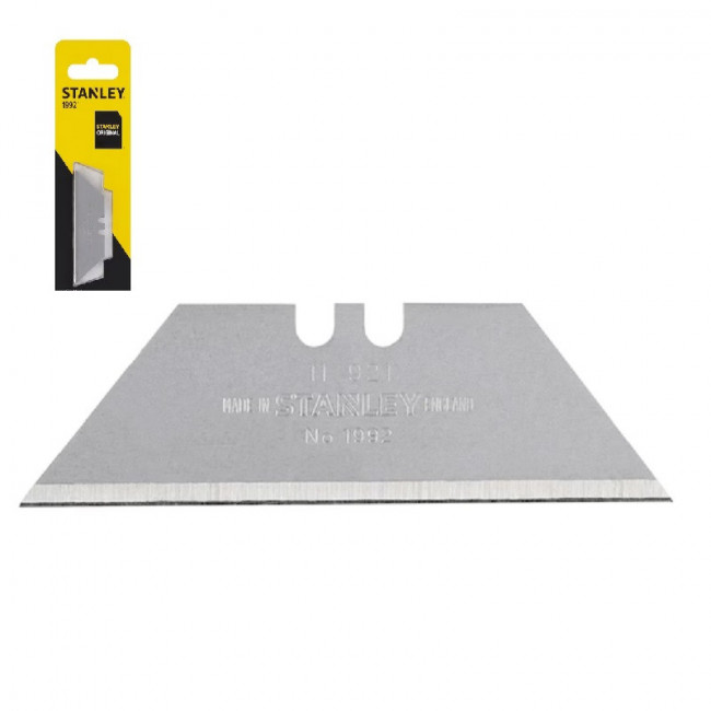 CUCHILLA DE RECAMBIO TRAPEZOIDAL. ACERO. ACABADO METÁLICO. FILO RECTO BISELADO. PACK DE 10 UNIDADES - STANLEY