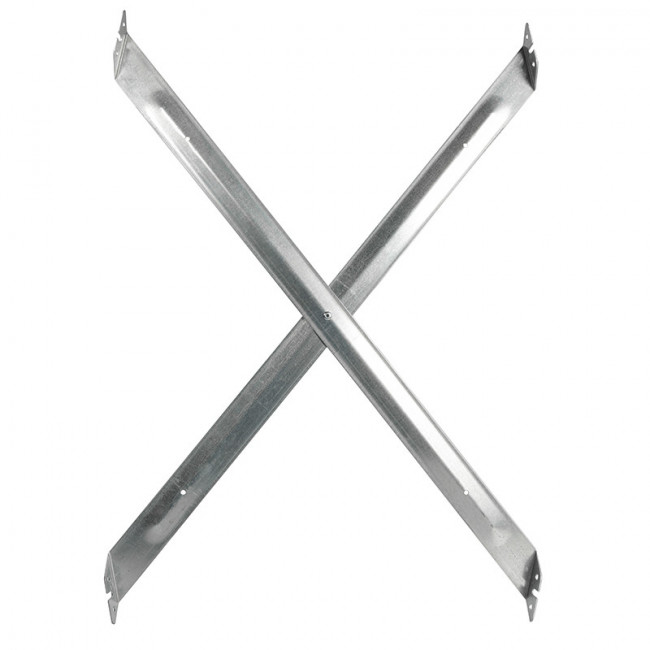 SOPORTE METÁLICO EN X. GALVANIZADO ZINCADO. PARA MUEBLE FRIGORÍFICO. FIJACIÓN POR REMACHE. ESPESOR 1,5MM