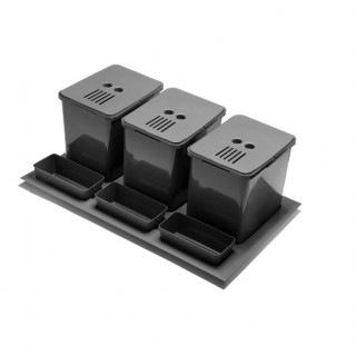 MÓDULO DE CUBO DE BASURA ELEGANS M800. PLÁSTICO. ANTRACITA. 3 CONTENEDORES. 16L