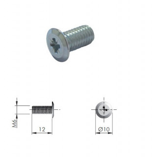 TORNILLO MÉTRICO. ZINCADO BRILLANTE. M6. LONGITUD 12MM. CABEZA AVELLANADA - ITALIANA FERRAMENTA