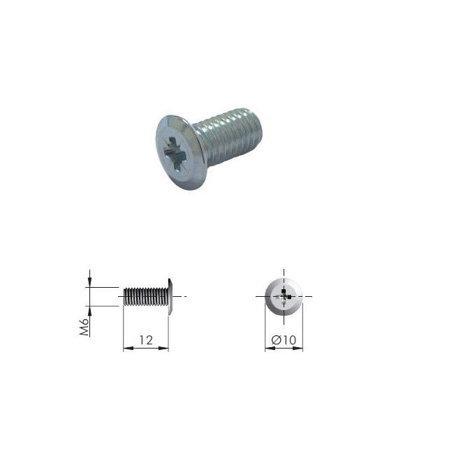 TORNILLO MÉTRICO. ZINCADO BRILLANTE. M6. LONGITUD 12MM. CABEZA AVELLANADA - ITALIANA FERRAMENTA