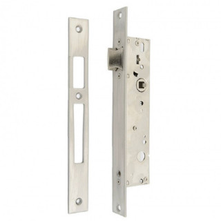 CERRADURA DE EMBUTIR PARA PUERTA CORREDERA 2215/25/0AI. ACERO/ZAMAK. NIQUELADO O SATINADO. FRENTE ESTRECHO. CERRADERO IN