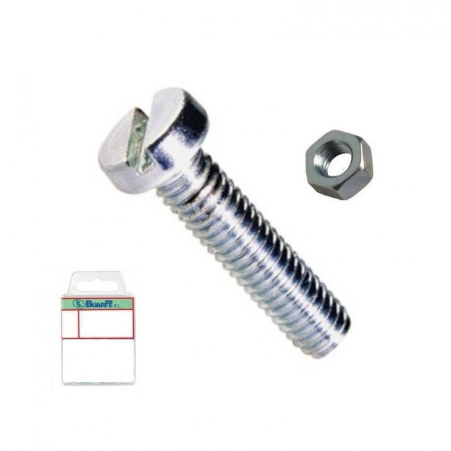 BLISTER TORNILLO ROSCA METAL DIN 84 CON TUERCA CINCADO