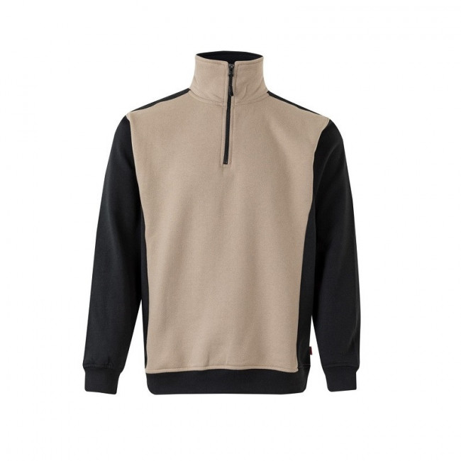 SUDADERA BICOLOR DE MEDIA CREMALLERA. FELPA PERCHADA. ANTIPILLING