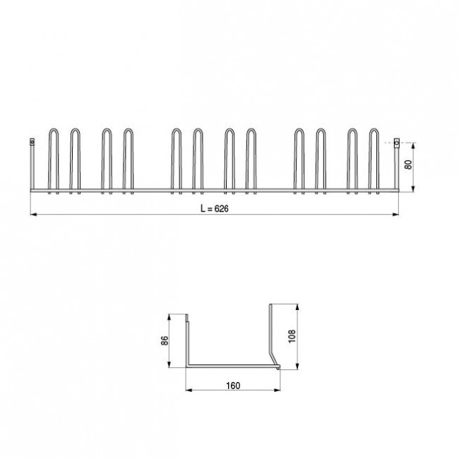 SUJECIÓN A TRASERA DEL MUEBLE PARA ZAPATERO EXTENSIBLE 626 MM GRIS RAL 9006