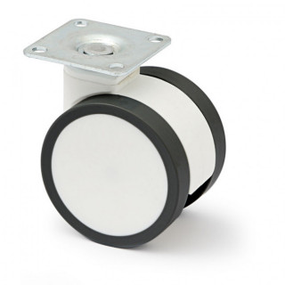 RUEDA GIRATORIA DUNCAN d65 H81 PLÁSTICO BL/NG SIN FRENO RUEDA BLANCA CON ARO POLIURETANO COLOR NEGRO. 2