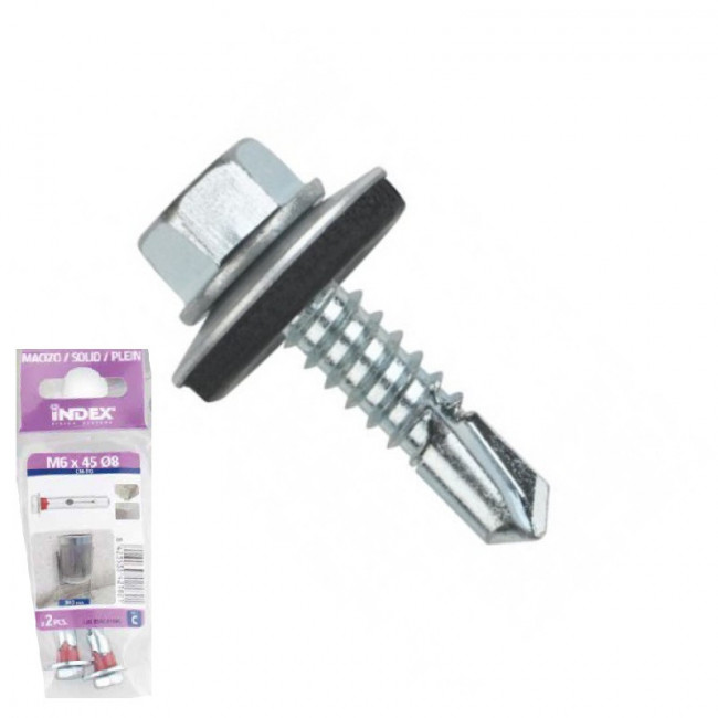 BLISTER TORNILLO BROCA CABEZA HEXAGONAL DIN 7504-K CON ARANDELA P-14 CINCADO