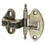 BISAGRA RÚSTICA CON REMATE EN ORO VIEJO Y PLATA VIEJA. MATERIAL ZAMAK. DIÁMETRO 35MM. REGULACIÓN EN EL BRAZO