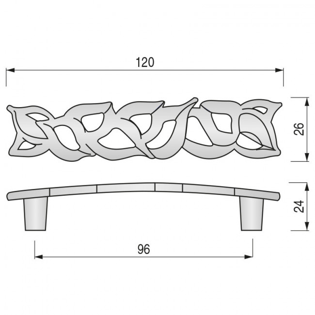 TIRADOR ZAMAK ADA 96mm. CROMO