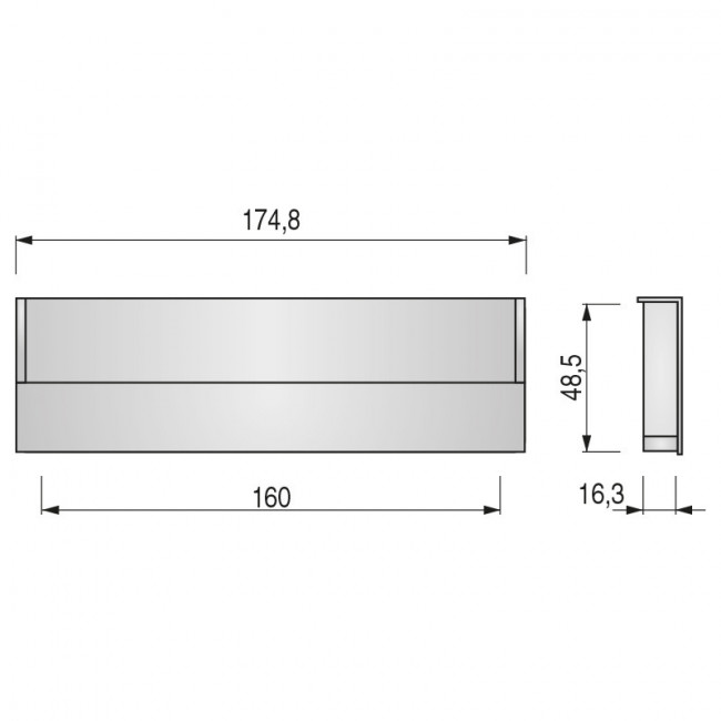 TIRADOR DE MUEBLE UÑERO/PERFIL FLAT. ZAMAK. . 160 MM ENTRE APOYOS. PARA MUEBLE - VIEFE