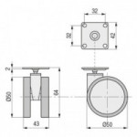 RUEDA GIRATORIA DUNCAN Ø50 H64 PLÁSTICO GRIS SIN FRENO RUEDA GIRATORIA DUNCAN Ø50 H64 PLÁSTICO GRIS SIN FRENO