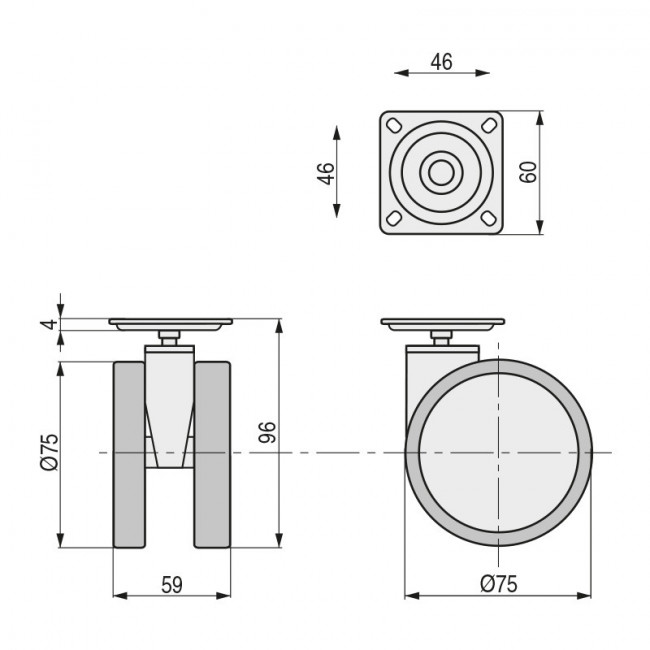 RUEDA GIRATORIA DUNCAN ø75 H96 BLANCO RUEDA GIRATORIA DUNCAN ø75 H96 BLANCO