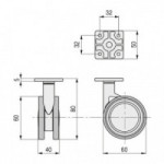 RUEDA GIRATORIA VEGA CON ARO DE GOMA ø60 CON PLACA