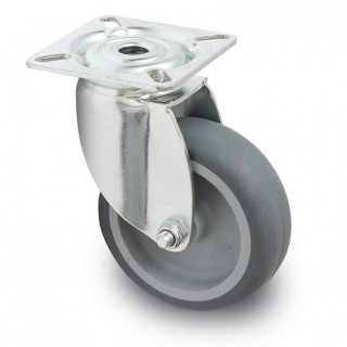 RUEDA GIRATORIA AGILA ARO DE GOMA Ø75 PLÁSTICO ZINCADO DOBLE HILERA DE BOLAS. SIN ANTHILO. 2