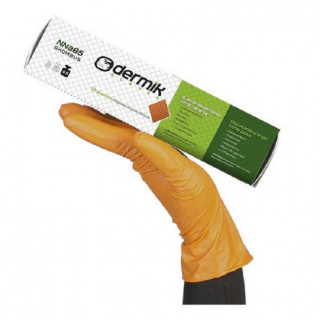 GUANTE DESECHABLE NITRILO ACABADO DIAMANTE NARANJA TALLA M-L DISPENSADOR 50unds 2