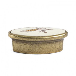 TIRADOR Y POMO MODELO OASIS PORCELANA ACABADO MARFIL / BRONCE 2