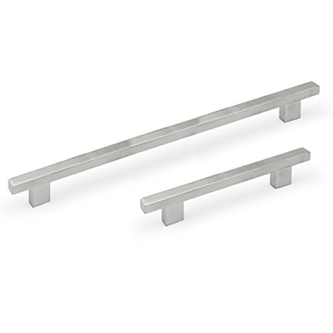 TIRADOR DE BARRA RECTA. ACERO INOXIDABLE. SECCIÓN RECTANGULAR ALARGADA. 288-736MM. DOS PATAS CENTRADAS