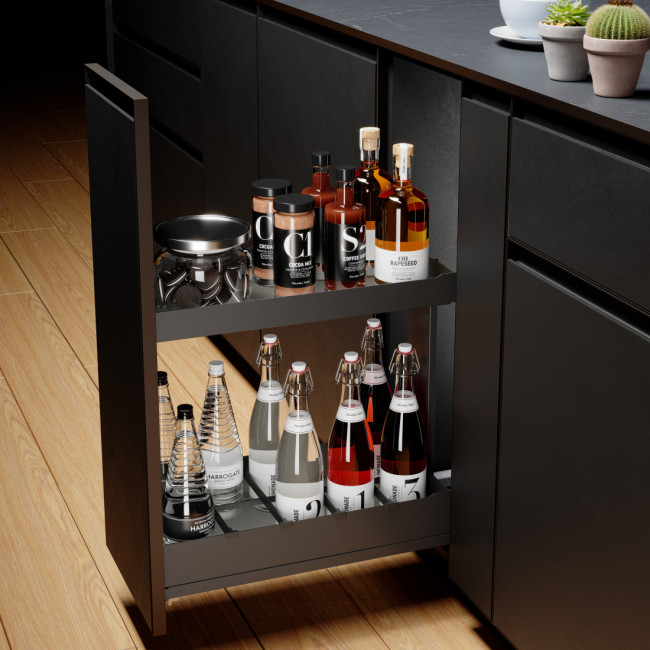 BOTELLERO NOVA FLAT. . EXTRAÍBLE. ANTRACITA. CARGA MÁXIMA 40 KG - MENAGE CONFORT