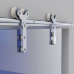 KIT HERRAJES PUERTA CRISTAL VENUS ACABADO CROMO Y NEGRO