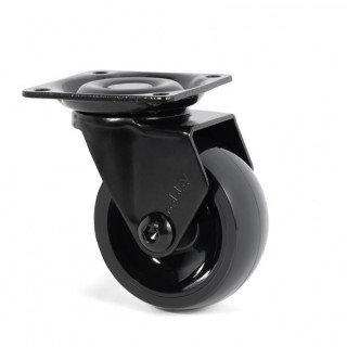 RUEDA GIRATORIA EMMA-3 ARO DE GOMA ø50 CON PLACA ACABADO NEGRO 2