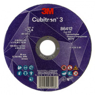 DISCO DE CORTE INOXIDABLE 3M CUBITRON 3 125 X 1 X 22