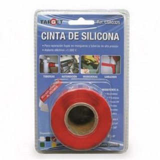 CINTA DE SILICONA AUTOVULCANIZABLE. ROJO. ROLLO EN BLÍSTER. ANCHO 25MM. LONGITUD 3M - TARGET