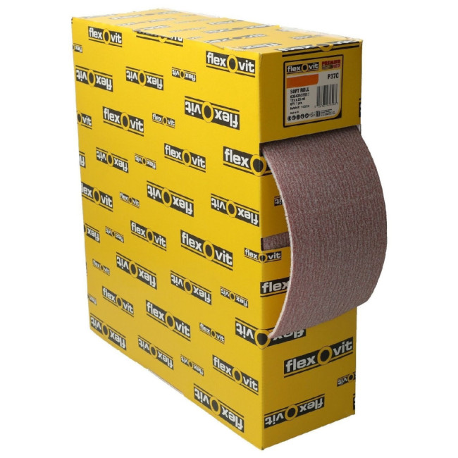 ROLLO LIJA ESPUMA. P240. BANDA FLEXIBLE. ANCHO 115MM. CAJA DISPENSADORA. LONGITUD 25M - FLEXOVIT