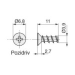 TORNILLO EURO 3,9x11 ø6,8 CABEZA ACABADO ZINCADO