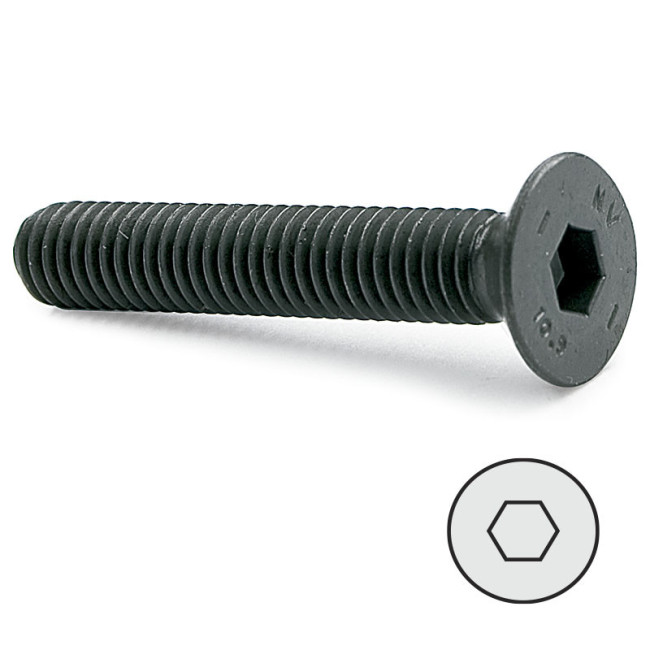 TORNILLO ALLEN DIN 7991. ACERO. ACABADO NEGRO. CABEZA AVELLANADA. HEXAGONAL INTERIOR. ROSCA M14