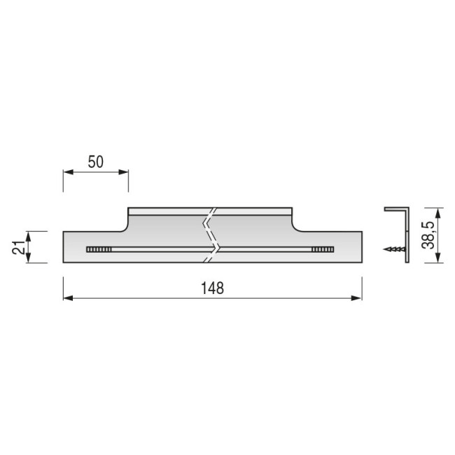 TIRADOR WALTER PARA EMBUTIR. ALUMINIO. ACABADO INOX CEPILLADO. ESPESOR 21. ELEGIR LARGO. TIRADOR WALTER PARA EMBUTIR. ALUMINIO. ACABADO INOX CEPILLADO. ESPESOR 21. ELEGIR LARGO.