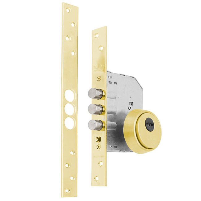 CERRADURA DE EMBUTIR MULTIPUNTO. 4 BULONES. ACERO NIQUELADO. ESCUDO DE SEGURIDAD E700L - TESA