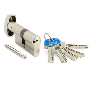 CILINDRO DE SEGURIDAD EUROPERFIL T65B3535N / T60. NIQUELADO BRILLANTE. LEVA LARGA. LLAVE PLANA REVERSIBLE - TESA