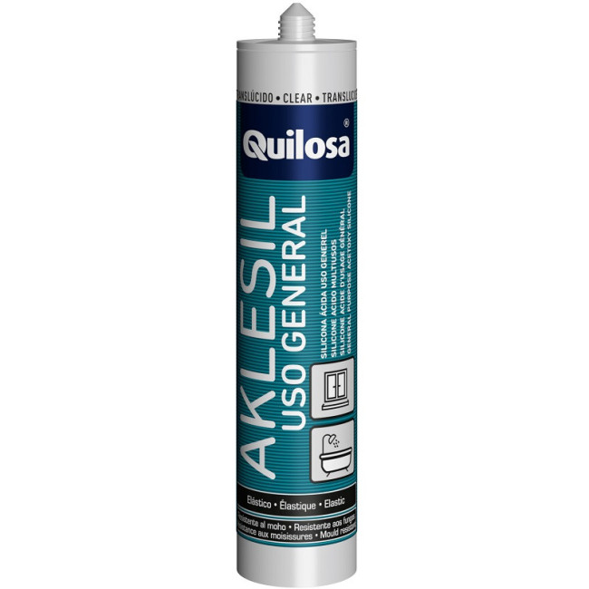 SILICONA ÁCIDA DE USO GENERAL AKLESIL. CARTUCHO 280ML. CON FUNGICIDA - QS ADHESIVOS