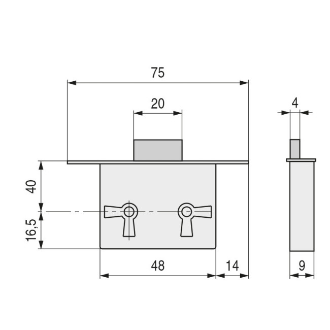 CERRADURA EMBUTIR TEO SIN LLAVES E40 LATONADA