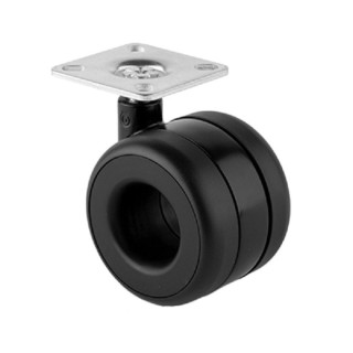 RUEDA GIRATORIO PLÁSTICO KOO ARO DOBLE Ø60 ACABADO NEGRO | CON FRENO / SIN FRENO 2