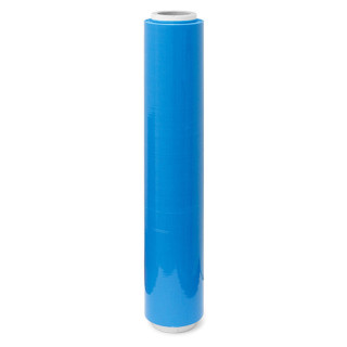 FILM ESTIRABLE AZUL. PLÁSTICO. EN ROLLO. ANCHO 500MM. NÚCLEO DE CARTÓN. ESPESOR 23MICRAS