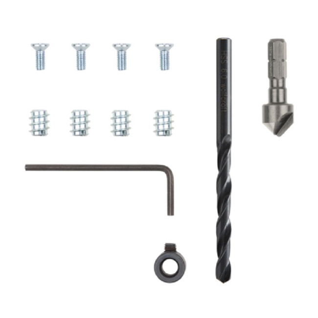 KIT DE REPARACIÓN PARA COSTADO BISAGRA CAZOLETA. ACERO. ZINCADO. PARA TALADRO Y AVELLANADO. INSERTO ROSCADO - WOLFCRAFT