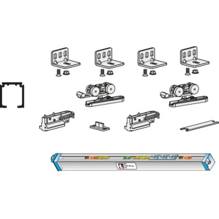 KIT DE HERRAJES ECLETTICA PARA PUERTA CORREDERA DE MADERA CON FRENO AMORTIGUADO Y CARRIL DE 3M - CARGA MÁXIMA 120