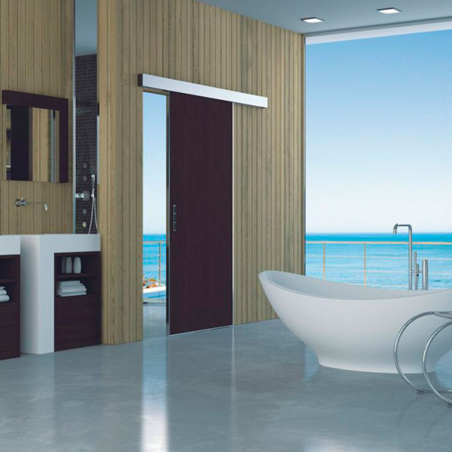 KIT DE HERRAJES ECLETTICA PARA PUERTA CORREDERA DE MADERA CON FRENO AMORTIGUADO Y CARRIL DE 3M - CARGA MÁXIMA 120