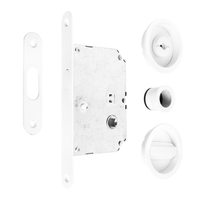 KIT CIERRE PUERTA CORREDERA RED. BLANCO  Ø56 EXTERIOR, d48 INTERIOR