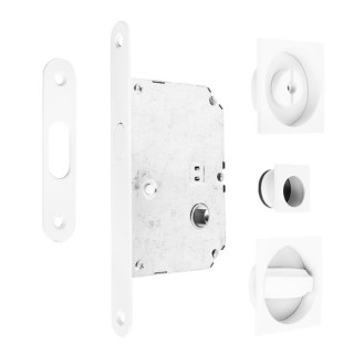 KIT CIERRE PUERTA CORREDERA CUADRADAS BLANCO  56x56 EXTERIOR, d48 INTERIOR.