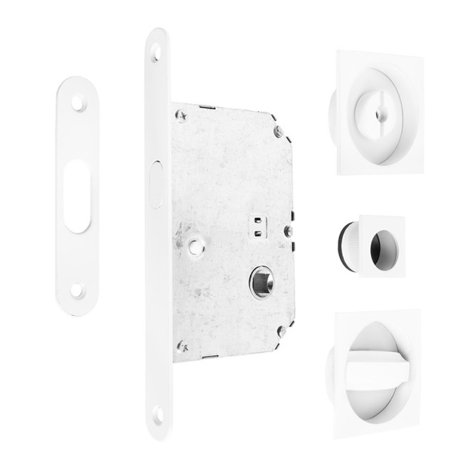 KIT CIERRE PUERTA CORREDERA CUADRADAS BLANCO  56x56 EXTERIOR, d48 INTERIOR.