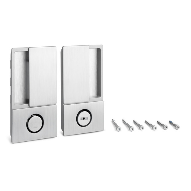 MANILLA WAVE PARA PUERTA CORREDERA CON CIERRE DE BAÑO - ENRASADA EN CROMO SATINADO, NEGRO MATE O BLANCO MATE