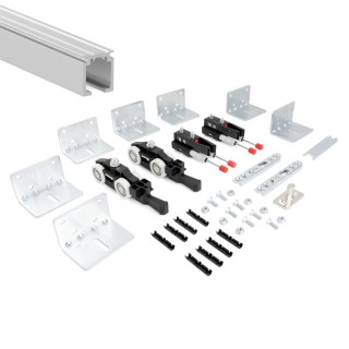 KIT HERRAJES PUERTA HIDE 180KG CON GUIA 3M.