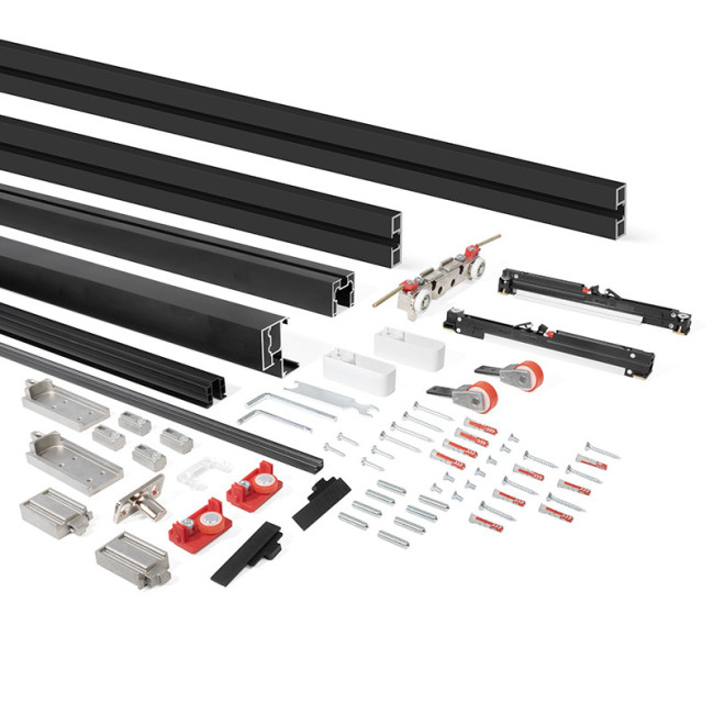 KIT MAGIC2 FRAME PARA PUERTAS DE PASO DE CRISTAL 80KG ACABADO NEGRO