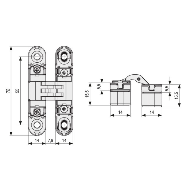 BISAGRA OCULTA ATOMIKA?K8000 NEGRO MATE - 180° Y CARGA 60KG (2bis), AJUSTE 3D PARA PUERTAS ENRASADAS