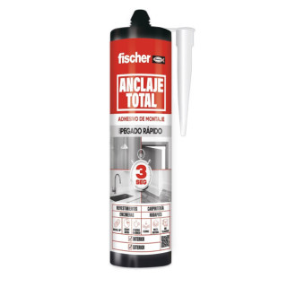 ADHESIVO DE MONTAJE HÍBRIDO ANCLAJE TOTAL. CARTUCHO. BLANCO. INTERIOR Y EXTERIOR - FISCHER